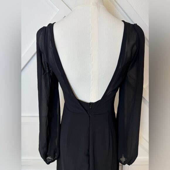 NWOT Lulus Prestigious Poise Black Backless Balloon Sleeve Maxi Dress Size XS - Picture 9 of 13